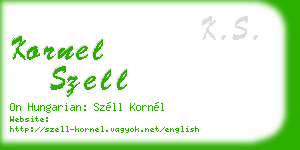 kornel szell business card